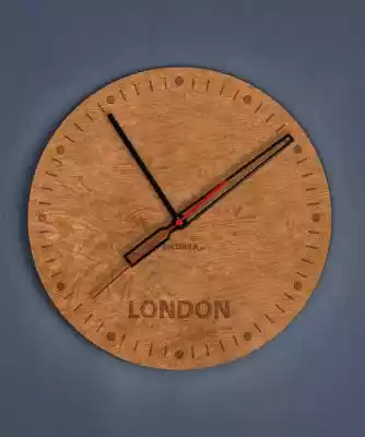 Dekoracyjny, drewniany zegar na ścianę - Podobne : Dekoracyjny, drewniany zegar na ścianę - grawer Londyn - Naturalny Naturalny - 17040
