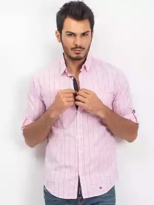 Koszula koszula męska jasny różowy Podobne : Koszula męska z długim rękawem w mikro wzór REGULAR FIT - czerwono-niebieska V1 K628
 -                                    L - 119310