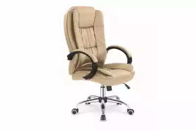 Klasyczny fotel biurowy ekoskóra beżowy  Meble tapicerowane > Krzesła