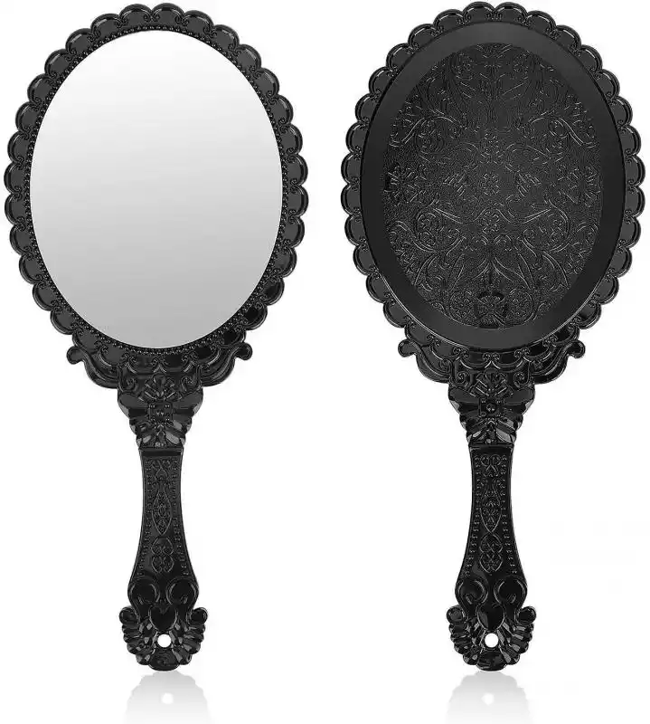 Xceedez Vintage Handheld Mirror, małe ręczne lustra dekoracyjne do makijażu twarzy wytłaczany kwiat przenośny Xceedez ceny i opinie