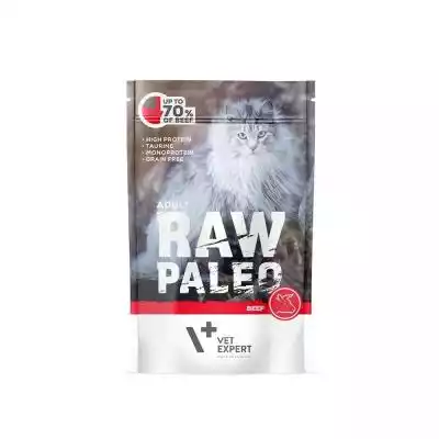 VetExpert RAW PALEO Adult Cat Beef - mokra karma dla kotów z wołowiną RAW PALEO dla kotów od VetExpert to odpowiedzialne oraz jakościowe spojrzenie na żywienie Twojego czworonoga. Abyś miał pewność,  że kociak dostaje wszystko to co pozytywnie wpływa na jego zdrowie i sprawność fizyczną,  