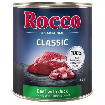 Rocco Classic to zgodny z dobrostanem gatunku mięsny posiłek dla dorosłych psów. Pełnoporcjowa karma składa się w 70% z mięsa i podrobów - które są w 100% świeże. Bez dodatku zbóż. Czyste mięso i podroby najwyższej jakości są przygotowywane w taki sposób,  aby zachować intensywny smak mięs