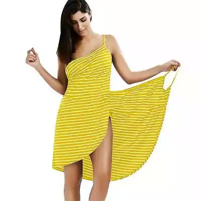 Mssugar Striped Backless Cover Up Dress  Podobne : Mssugar Striped Backless Cover Up Dress Women Beachwear Stroje kąpielowe Sukienka Żółte paski XL - 2757698