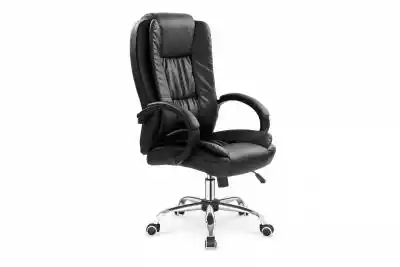 Klasyczny fotel biurowy ekoskóra czarny  Meble tapicerowane > Krzesła