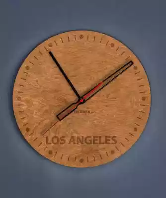 Dekoracyjny, drewniany zegar na ścianę - Podobne : Dekoracyjny, drewniany zegar na ścianę - grawer Los Angeles - Orzech Orzech - 16710
