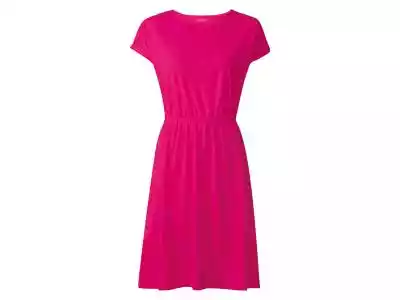 ESMARA® Sukienka damskaOpis produktu	przyjemnie miękki i delikatny materiał	z wiskozą oszczędzającą zasoby	z okrągłym dekoltem	kolory: niebieski,  różowy,  czarny	niebieski,  różowy:			z elastyczną talią		krótkie rękawy z wywiniętym brzegiem			kolor czarny:			