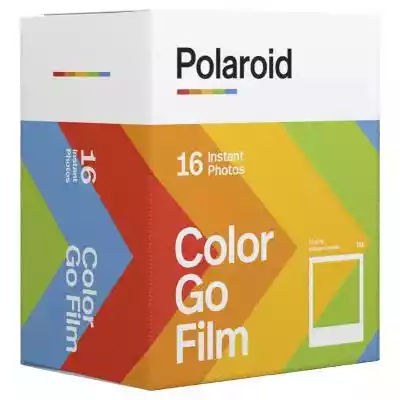 Wkład Polaroid Color GO Film 16 SZTUK (2x8sztuk) Kolorowe wkłady do aparatu Polaroid Go z białą ramką i błyszczącym wykończeniem. Klasyczne wkłady zapakowane w dwupak 2x po 8 zdjęć,  abyś nie martwić o jakość wywoływanych zdjęć. Wymiary: 66, 6 mm x 53, 9 mm / wymiary obrazu: 47 mm x 46 mm.