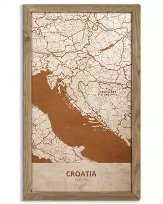 Drewniany obraz państwa- Chorwacja w dęb Podobne : Drewniany obraz państwa- Grecja w dębowej ramie 50x30cm Dąb, Orzech, Heban - 16793