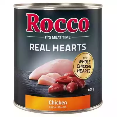Cechą szczególną mokrej karmy Rocco Real Hearts jest to,  że zawiera ona całe serca kurczaka owinięte delikatnym mięsem wołowym lub drobiowym. Rocco real Hearts dostarcza Twojemu ulubieńcowi wyjątkowych doznań smakowych dzięki smakowitym sercom kurczaka. Serca kurczaka to czyste mięso mięś