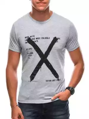 T-shirt męski z nadrukiem 1728S - szary
