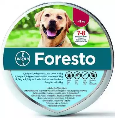 Bayer Foresto Obroża - dla psów powyżej  Podobne : BAYER Foresto Obroża przeciw pchłom i kleszczom dla kotów i małych psów - długość 38 cm - 90569
