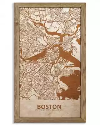 Drewniany obraz miasta - Boston w dębowe Podobne : Burlington Boston Mężczyźni Skarpety - 32138