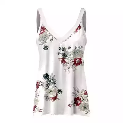 Kobiety V-Neck Printed Camisole Summer Casual Tank Top Bez rękawów Luźna T-shirt #!!#100% Nowy i wysokiej jakości#!!#Materiał: ...