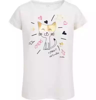 Damski t-shirt z krótkim rękawem, z kote kobieta