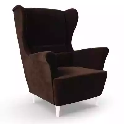Fotel uszak brązowy welur BENO / Tkanina Podobne : Wygodny fotel uszak jasny szary na nóżkach STRALIS - 160443