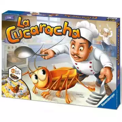 Ravensburger - Gra La CucarachaW kuchni jest karaluch! Szybko - kto go złapie? Rzuć kostką i działaj błyskawicznie - użyj sztućców,  by zwabić karalucha do swojej pułapki. Gracz,  który złapie karalucha pięć razy,  wygrywa!Zalety:Robot HEXBUG nano w zestawie (dołączono 2 baterie)Plansza 3D