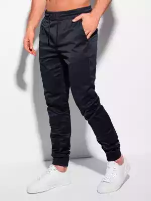 Spodnie męskie joggery 1190P - granatowe Podobne : Granatowe spodnie męskie chinosy z paskiem R‑PARKS plus size - 26932