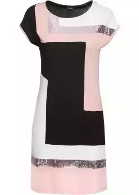 Wyjątkowa sukienka shirtowa z cekinami i wzorem w szerokie pasy. Stylowa sukienka z kolekcji Bodyflirt,  zdobiona cekinami. Dł. ok. 94 cm w rozm. 36/38.