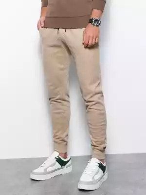 Spodnie męskie dresowe joggery - beżowe V4 P948
 -                                    XL