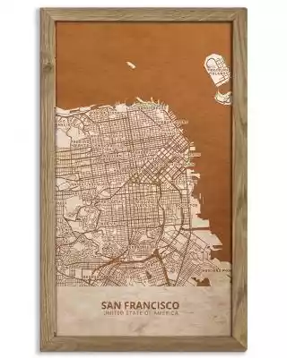 Drewniany obraz miasta - San Francisco w Podobne : Drewniany obraz miasta - Dowolne miasto w dębowej ramie 30x30cm Dąb, Orzech, Heban - 16613