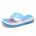 Mssugar Platforma Flip Flop Kobiety Letnie kapcie Slip On Flat Sandały Casual Beach Shoes Niebieski 37