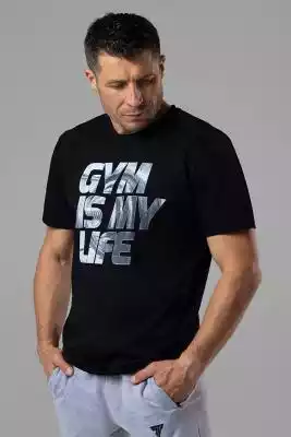 Czarny T-Shirt Męski Z Nadrukiem - Gym I sports