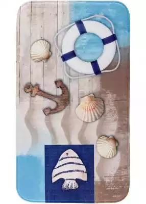Dywaniki łazienkowe zdobione morskimi motywami. Bardzo miękkie,  szybko schnące dywaniki łazienkowe z wypełnieniem z pianki typu 