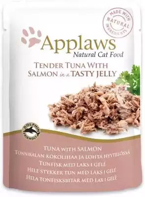 Applaws Natural Cat Food - galaretka Tuńczyk Łosoś dla kota Saszetki Applaws - mokra karma dla kota w galaretce Tuńczyk z Łososiem w galaretce jest apetyczną przekąska dla Twojego kota. Wyśmienity smak,  połączony z przemyślanym składem zapewnia kotom każdej rasy niezbędne składniki odżywc