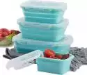 Xceedez Schneespitze 3 pack Pojemniki do przechowywania żywności, Składane pudełka do przechowywania żywności, Silikonowe składane pudełko na lunch...