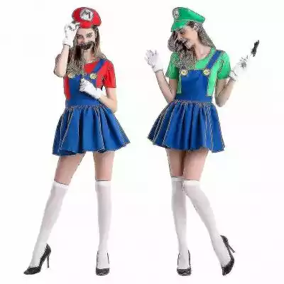 Mario i Luigi kostium Womens_j czerwony  Podobne : Super Mario Luigi Bros Dress Up Dzieci Dziewczyna Chłopiec Cosplay Strona Kostium zielony XL - 2798058