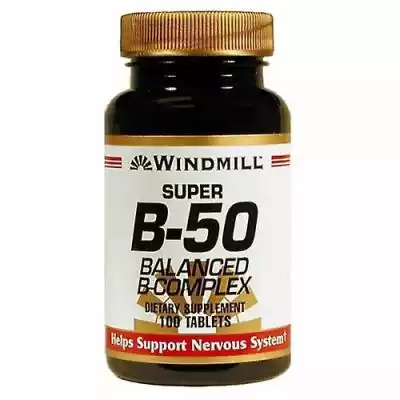 Windmill Health Witamina B -50 Super, 10 Podobne : Windmill Health Vitamin B Complex z żelazem, 100 tabletek (opakowanie 6) - 2956152