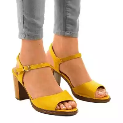 Żółte sandaly na słupku zamsz 660-6 Podobne : Sandały D Jordana Rael  - - 2214819