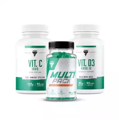 Zestaw odporność składa się następujących produktów multipack kompleks witamin minerałów oraz aktywatorów metabolicznych vit d3 4000 iu suplement diety zawierający witaminę d3 4000 jednostek kapsułkach vit 1000 efektywna porcja witaminy