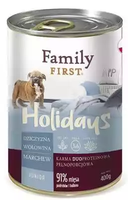 FAMILY FIRST Holidays Junior Dziczyzna,  Podobne : FAMILY FIRST Holidays Adult Dziczyzna, gęś, jabłko - mokra karma dla psa - 400 g - 91025