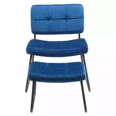 Fotel z podnóżkiem You&Me Blue Velvet Podobne : Wygodny fotel pastelowy klasyczny szary TOSKANIA - 160267