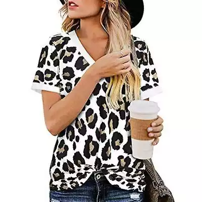 Mssugar Damskie Leopard V-neck T-shirt T 