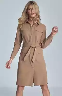 Sukienka szmizjerka brązowa M706 (brązow Podobne : Sukienka koszulowa midi ze zrównoważonej wiskozy - 446120