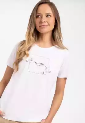 Biała koszulka damska z nadrukiem T-FRAM ZIMOWA WYPRZEDAŻ > KOBIETA > T-shirty