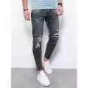 Jeansy slim fit Ombre  Spodnie męskie jeansowe z dziurami SLIM FIT - szare V2 P1078