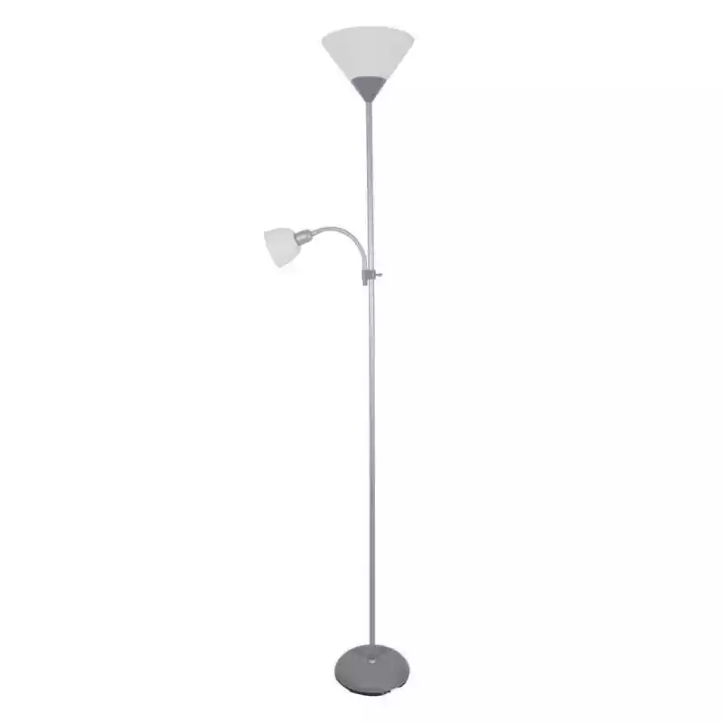 PLATINET - Lampa podłogowa stojąca szara 2w1 LED, E27 + E14    ceny i opinie