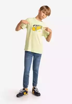 Seledynowa koszulka chłopięca z nadrukie na sportowo
