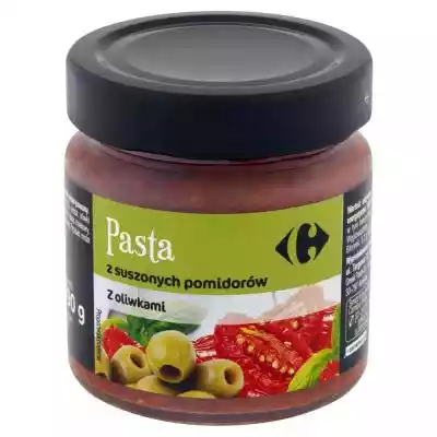         Carrefour                    jakość kontrolowana                Pasta z suszonych pomidorów z oliwkami. Produkt pasteryzowany.    