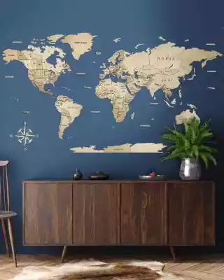 Drewniana Mapa Świata 3D z drewna w kolorze Naturalnym - 120x60cm 120x60cm Naturalny Drewniana Mapa Świata 3D z drewna w kolorze naturalnym z granicami nazwami państw,  stanów i stolic to doskonała dekoracja do Państwa wnętrz. Nasza mapa  świata 3D z drewna składa się z 3 warstw. Jeśli koc
