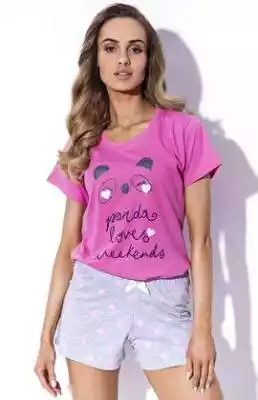 Hannah 02 bawełniana piżama damska z kró Podobne : Różowa koszulka damska z brokatowym nadrukiem T-EMOTION - 27838