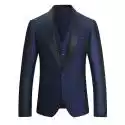 Mssugar Męski Slim Fit 3-częściowy garnitur One Button Solid Shawl Lapel Blazer Jacket Vest Pants Set Royal niebieski L