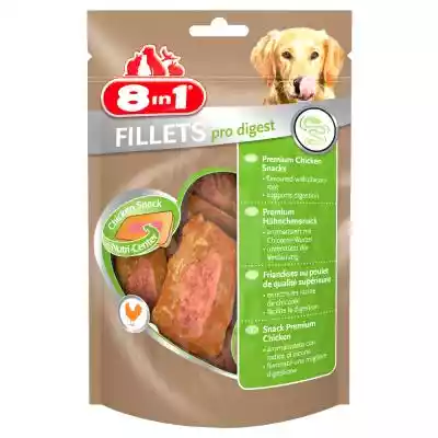 Przekąski 8in1 Fillets Pro Digest zapewniają Twojemu psu zarówno dawkę zdrowego pokarmu,  jak również rozkoszną przekąskę. Przysmak składa się ze smacznego kurczaka wysokiej jakości,  przyrządzonego ręcznie w formie fileta. Najlepsza część znajduję się w środku: w centrum odżywiania. Ukryt