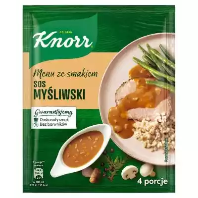         Knorr                Tajemnicą wspaniałego smaku sosów Knorr są wysokiej jakości suszone składniki.Sosy Knorr powstają ze starannie wybranych warzyw,  grzybów i ziół,  dlatego mają wyjątkowy smak i aromat.}                    gwarantujemy: doskonały smak,  bez barwników            