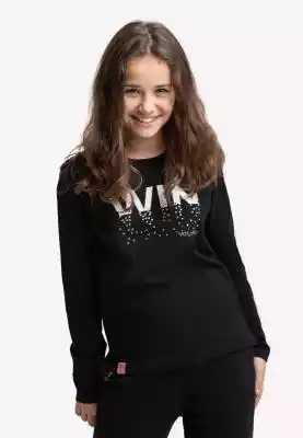 Czarny dziewczęcy lonsgsleeve z bawełny  Podobne : Czarna dziewczęca koszulka z kolorowym nadrukiem T-READY JUNIOR - 26936