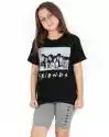 Friends Przyjaciele Piżamy dla dziewczyn | Dzieci Portret Czarny T Shirt z charcoal Logo Cykl Szorty | Tv Show Loungewear Towary 9-10 Years