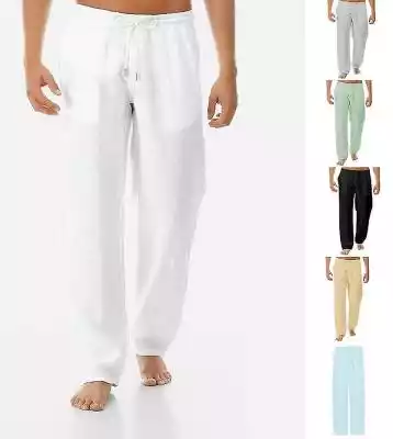 Męskie bawełniane lniane spodnie Elastyc Podobne : Męskie spodnie lniane Yoga Loose Baggy Holiday Beach Trousers czarny M - 2755216